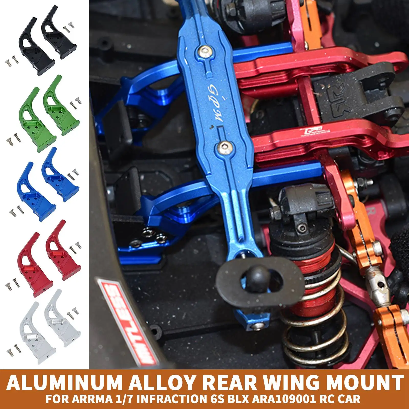 Rear Wing Mount for ARRMA 1/7 INFRACTION 6S BLX ARA109001 Support Spoiler Mount Aluminum Alloy RC Car parts