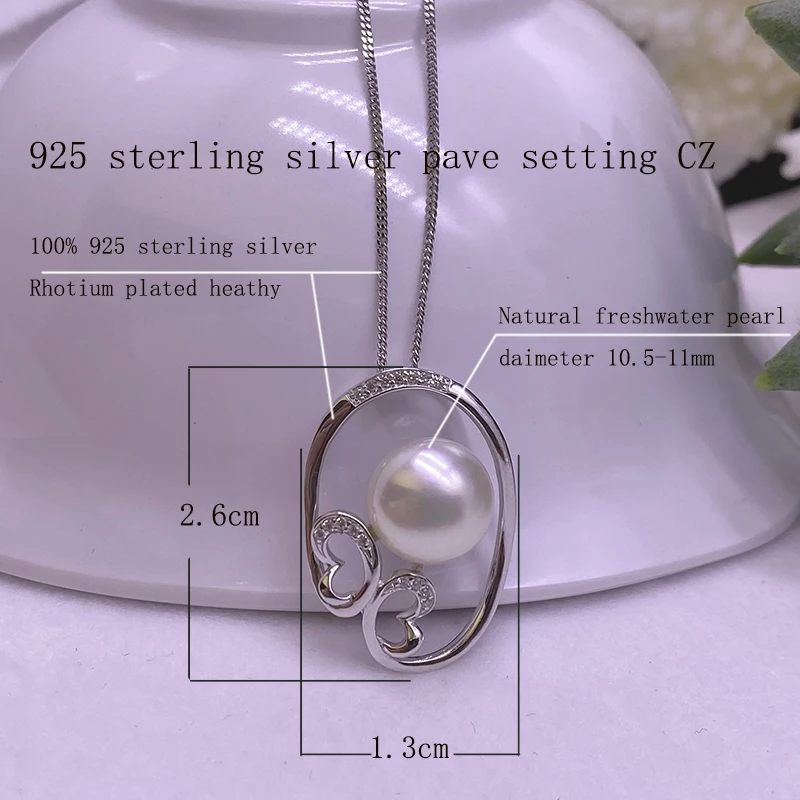 Sinya 925 sterling silver pendant necklace with 10.5-11mm big natural pearl high quality fine jewelry for women Mother ladies