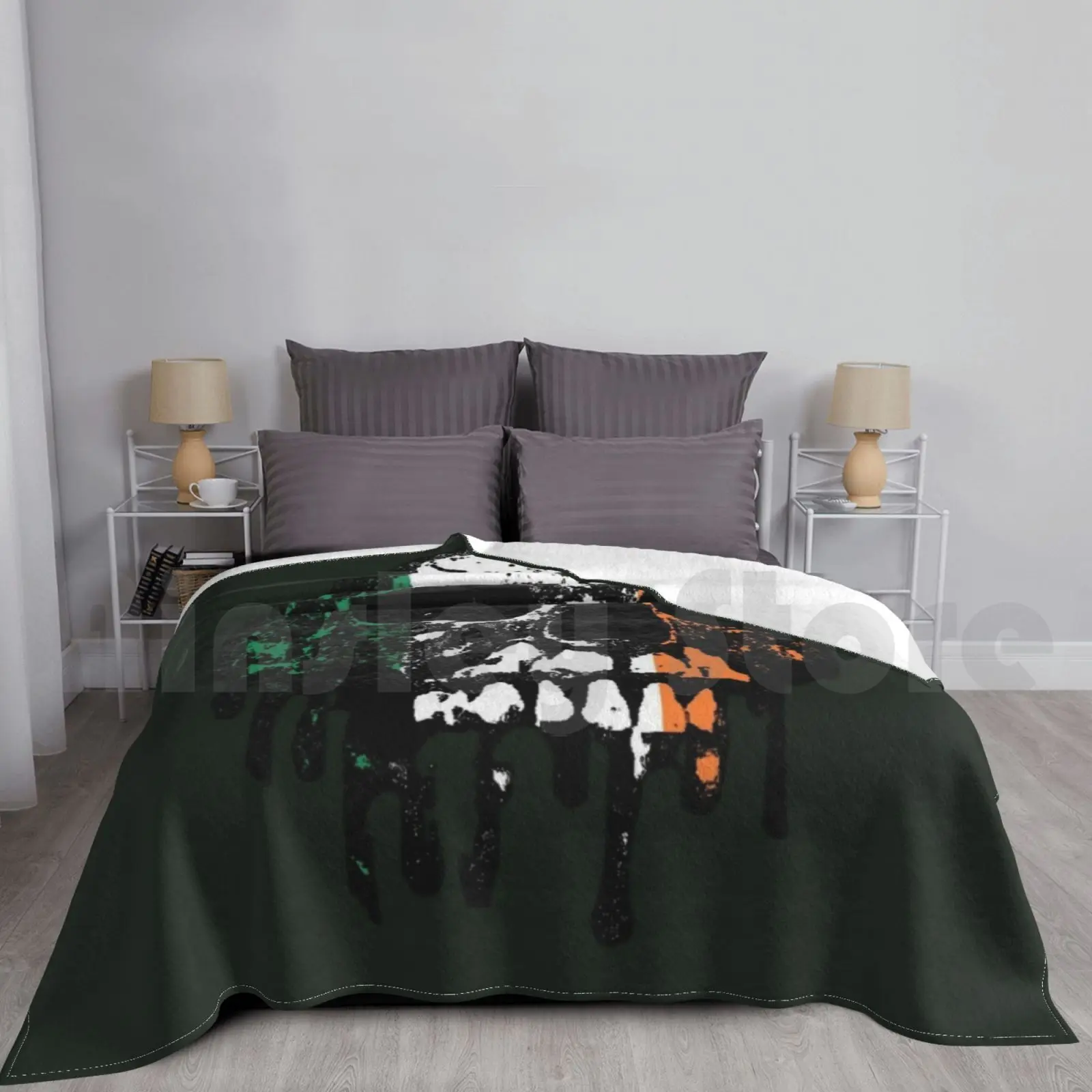 Irish Flag Skull Blanket Fashion Custom Irish Irish Flag Skull Irish Flag Skull Skull Flag Irish Skull Bones