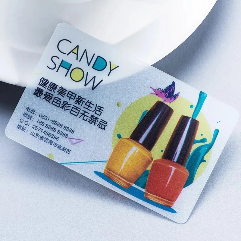 

High quality custom design CR80 size matte lamination embossed clear transparent plastic business cards with custom logo