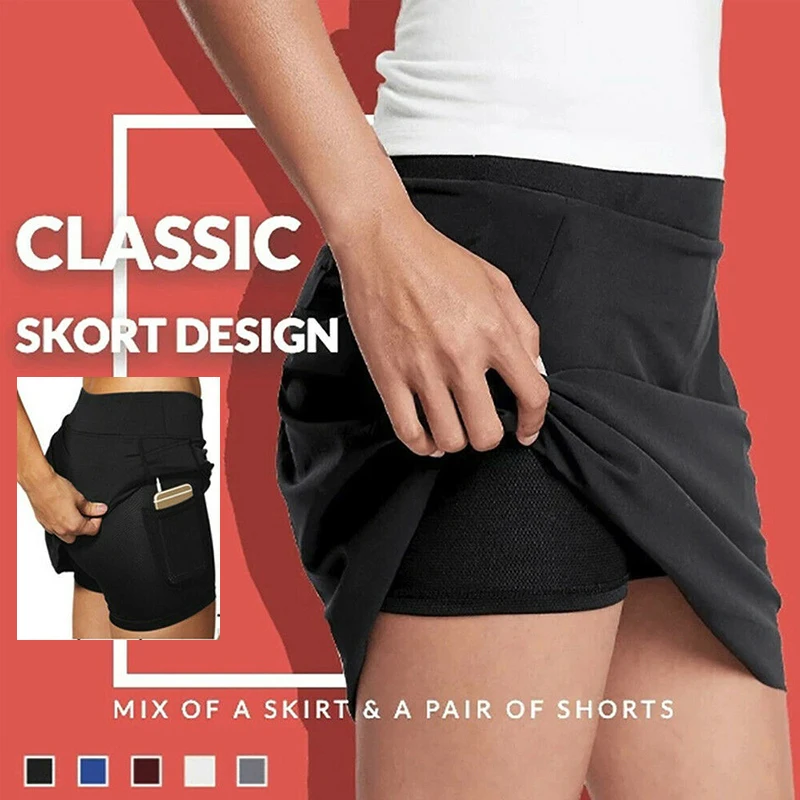 Skorts con allenamento tascabile pieghettato anti-sfregamento traspirante Casual per donna Lady UND Sale