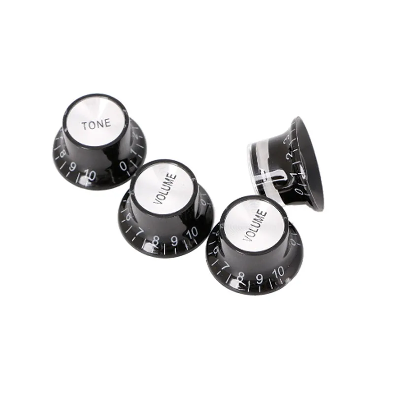 2 Tone 2 Volume Knobs Buttons Guitar Control Silver Hat Bell Top Potentiometer Cap For LP SG