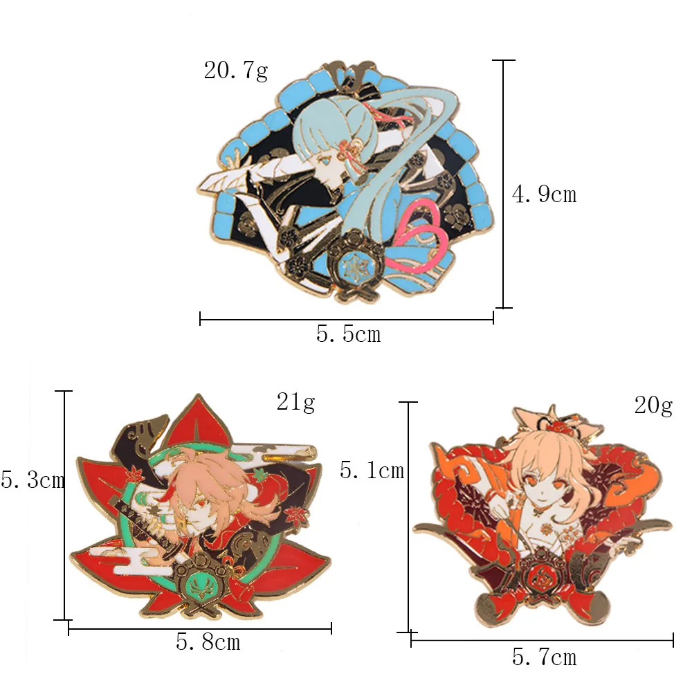 Genshin Impact Wendi Ganyu Yoimiya Pin Tartaglia Kazuha Keqing Xiao Figure Metal Badge Pins Brooch Lapel Cosplay Gift Jewelry