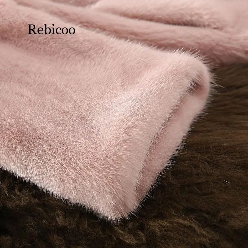 Women fake Mink fur coat tidy fur coat middle long hair women\'s clothing outerwear jacket coats new suit lapel