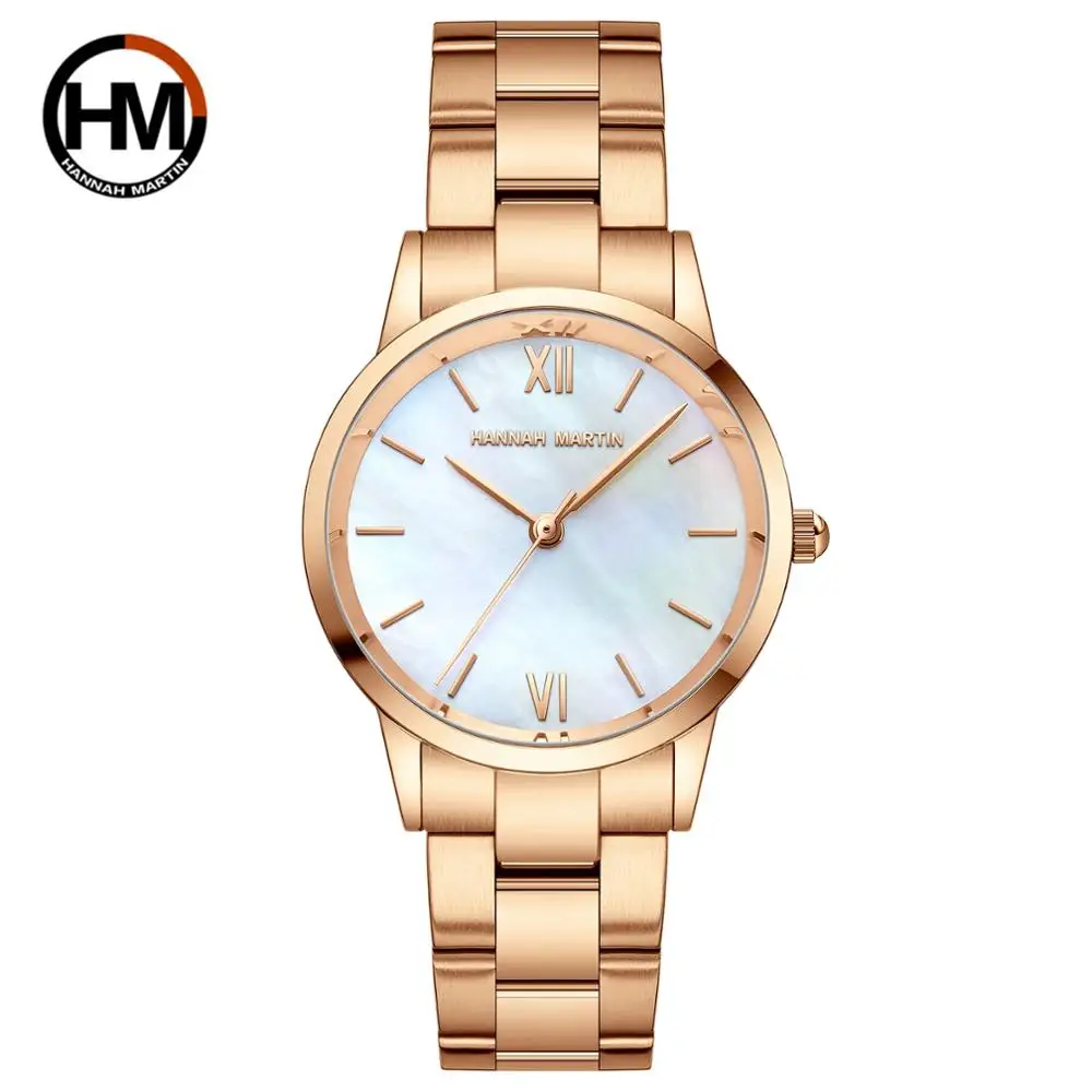 Elegent Rose Gold Frauen Uhr Japan Bewegung Quarz Wasserdichte Armbanduhren Weibliche Runde Zifferblatt Fleck Stahl Band Mode Uhr