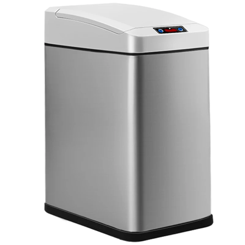 

Smart Automatic Touchless Kitchen Bin Stainless Steel Bathroom Trash Can Rectangular Metal Basura Reciclaje Garbage Bin EB50TC