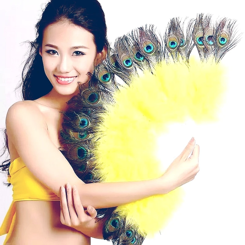 

5PCS Colorful Peacock Party Feather Fan For Lady Hot Belly Dance Art Performance or Home Decorations