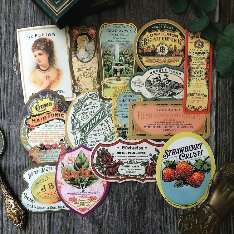 Junkjournal Retro Gorgeous Logo Sticker DIY Scrapbook Travel Diary Glass Bottle Decoration Material Paper
