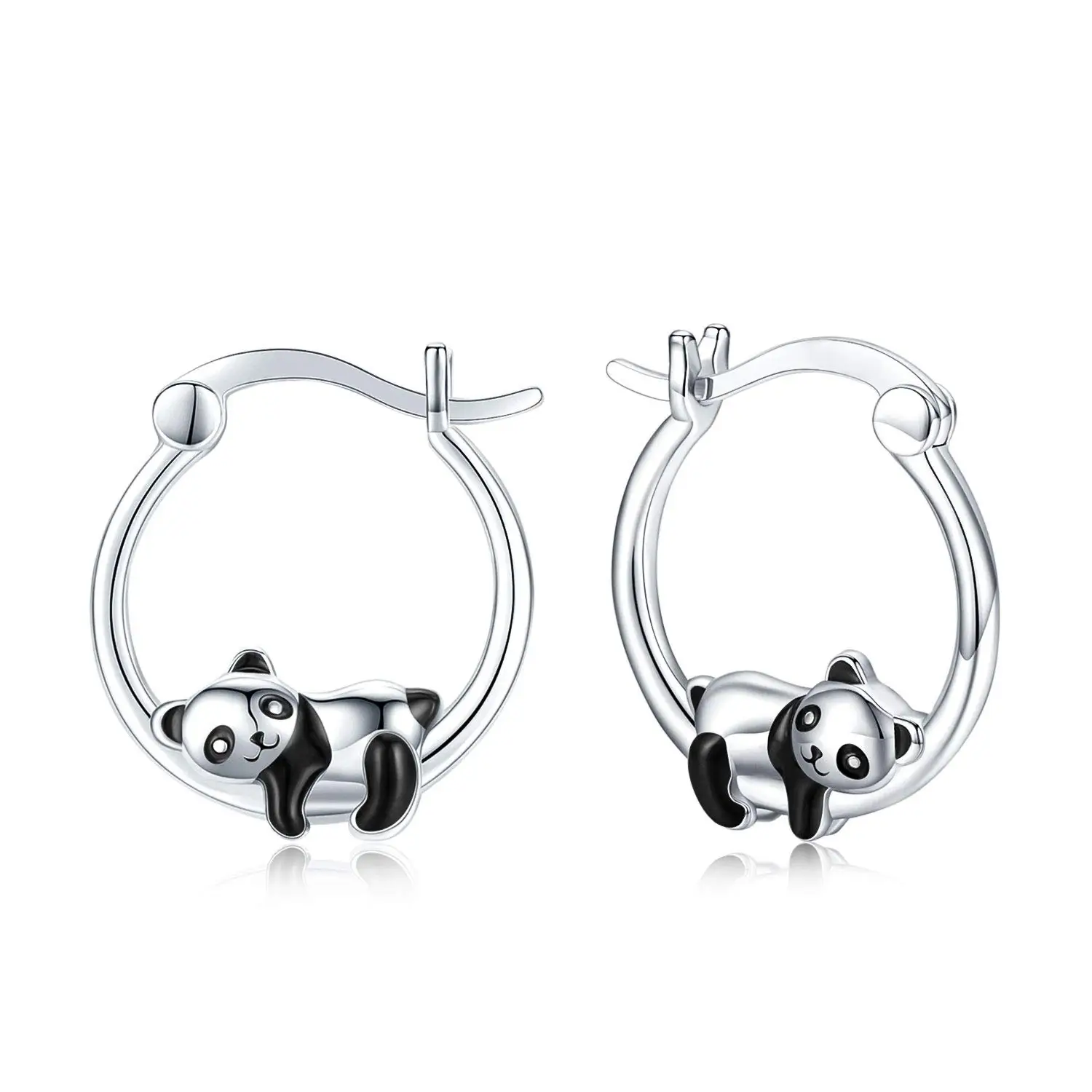 Panda ขนาดเล็ก Hoop ต่างหูแฟชั่นสาวเครื่องประดับ Silver Plated ทองแดงน่ารักการ์ตูนสัตว์สตั๊ดต่างหูผู้หญิงของขวัญ