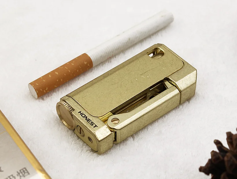 Old Trench Oil Gasoline Lighter Genuine Stainless Steel Cigarette Lighter Cigar Fire Briquet Tobacco Petrol  Kerosene Lighters