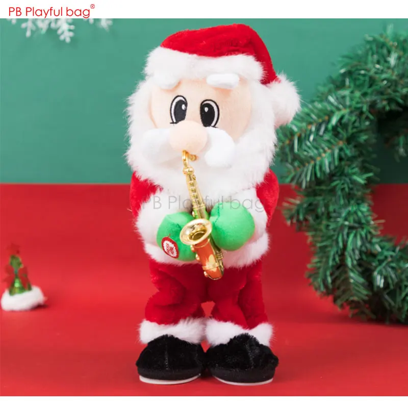 Playful bag Playing Saxophone Santa action figure Christmas Funny Musical Santa toys Children faovrite toys Christmas gift AA99