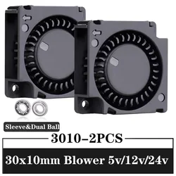 2PCS Gdstime Dual Ball Bearing 30x30x10mm Blower Fan DC 5V/12V/24V 30mm 3010 Turbo Blower Cooling Fan 3D Printer Cooler Fan