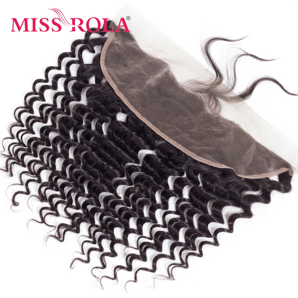 Miss Rola 13x4 Deep Wave Lace Frontal Closure Brazilian Human Hair Ear To Ear Lace Frontals Natural Color Remy With Baby Hair