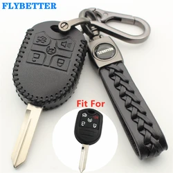 FLYBETTER Genuine Leather 5Button Remote Key Case Cover For Ford Explorer/Edge/Escape/Ranger/E150/F350/F550/E250 L611