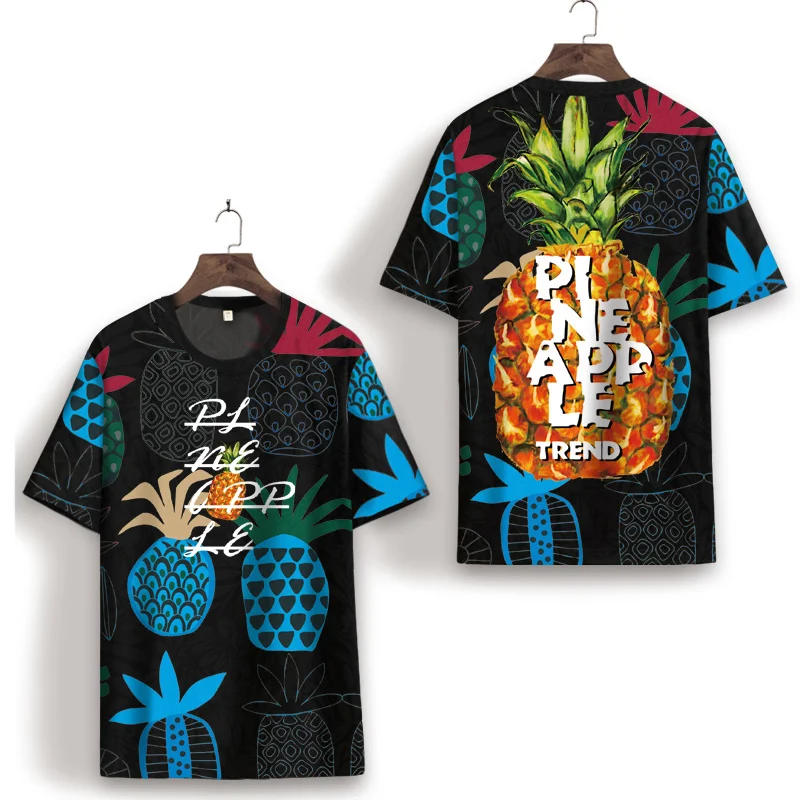 Exquisite pineapple pattern 3d digital printing short sleeve t shirt Summer New quality soft comfortable cool t shirt men XS-7XL