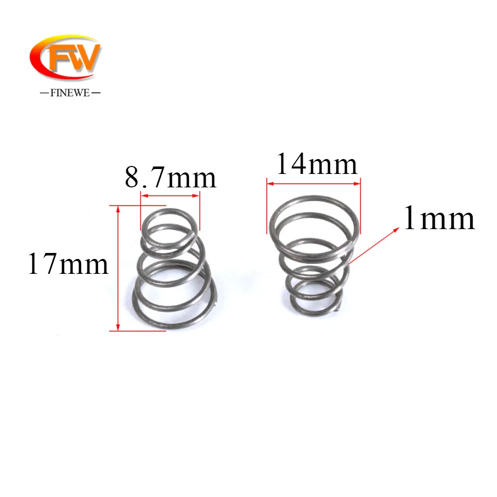 FINEWE Customized 5pcs/lot Conical Spring  Tower Pagoda Spring 1.0mm Wire Small  Pressure Contact Compression Battery Spring