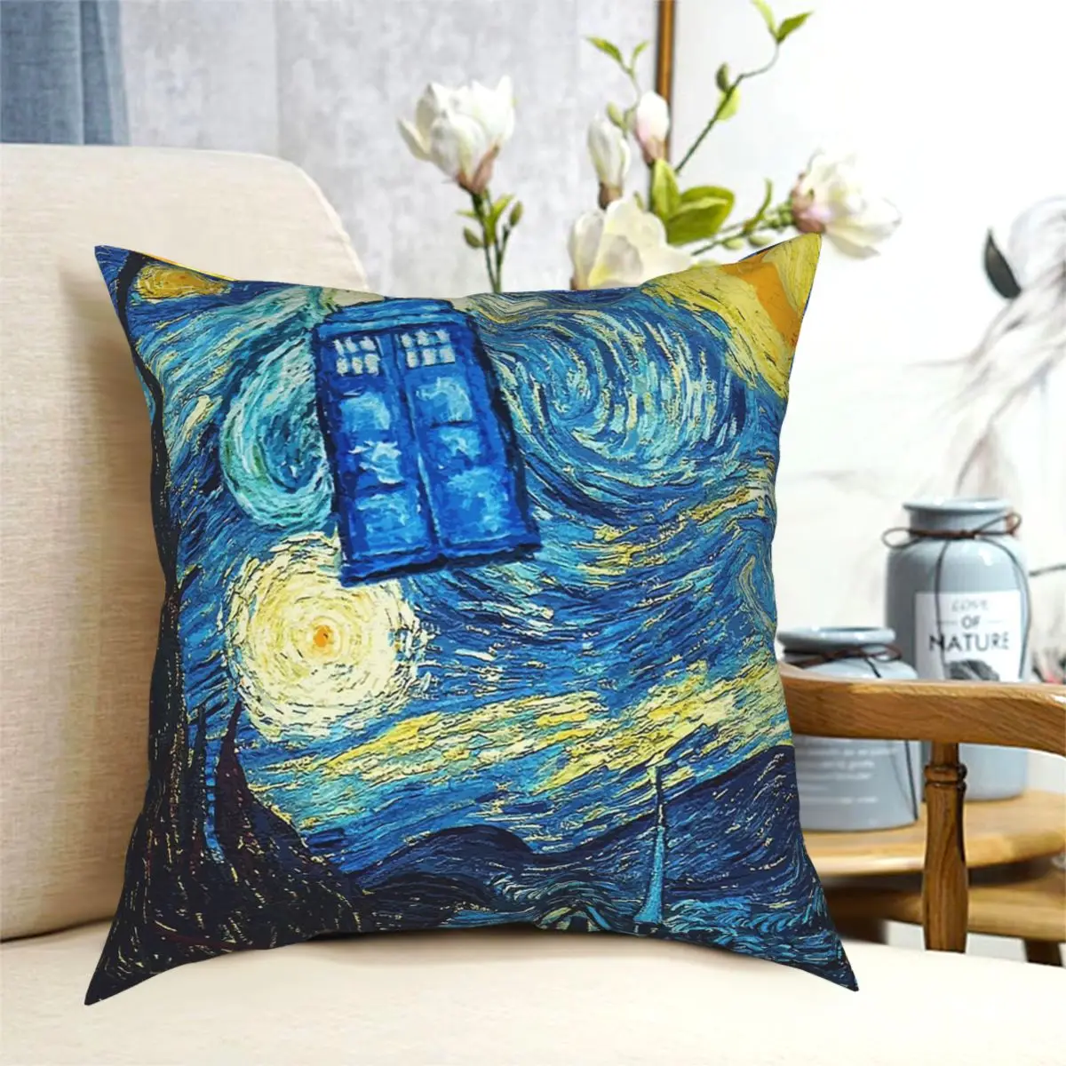 

Starry Night Square Pillowcase Polyester Printed Decorative Throw Pillow Case for Bed Cushion Cover