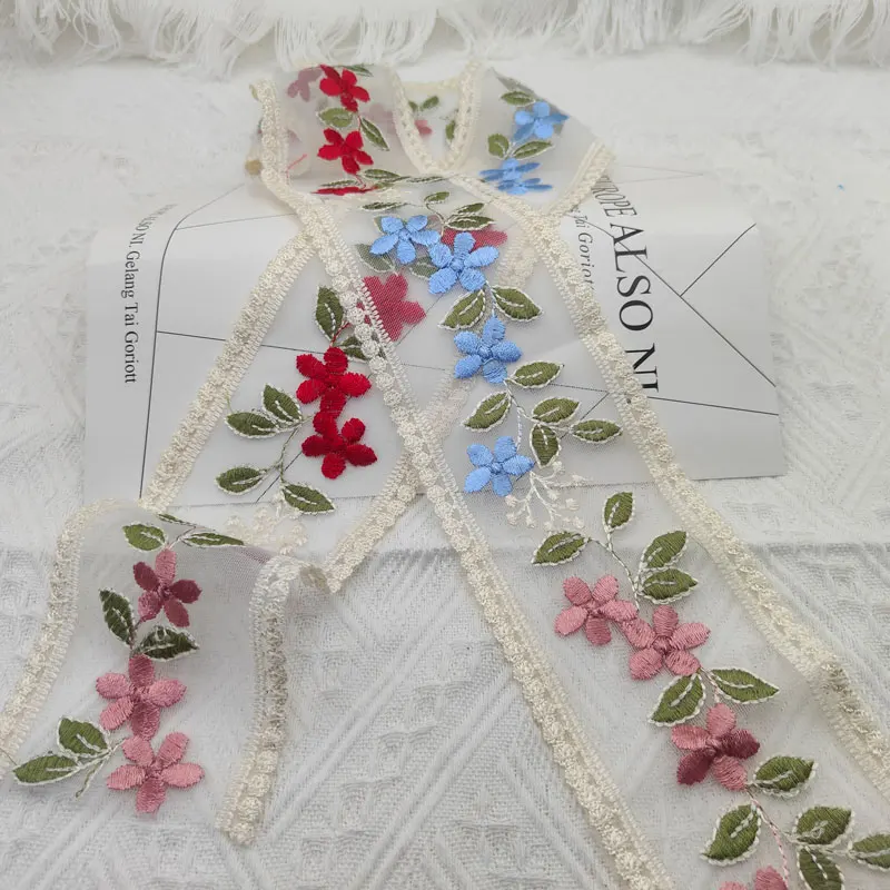 1 Meter Embroidered Flower lace Ribbon Decoration 90mm Manual African Lace Fabric2021 Sewing Accessories DIY Material Bow