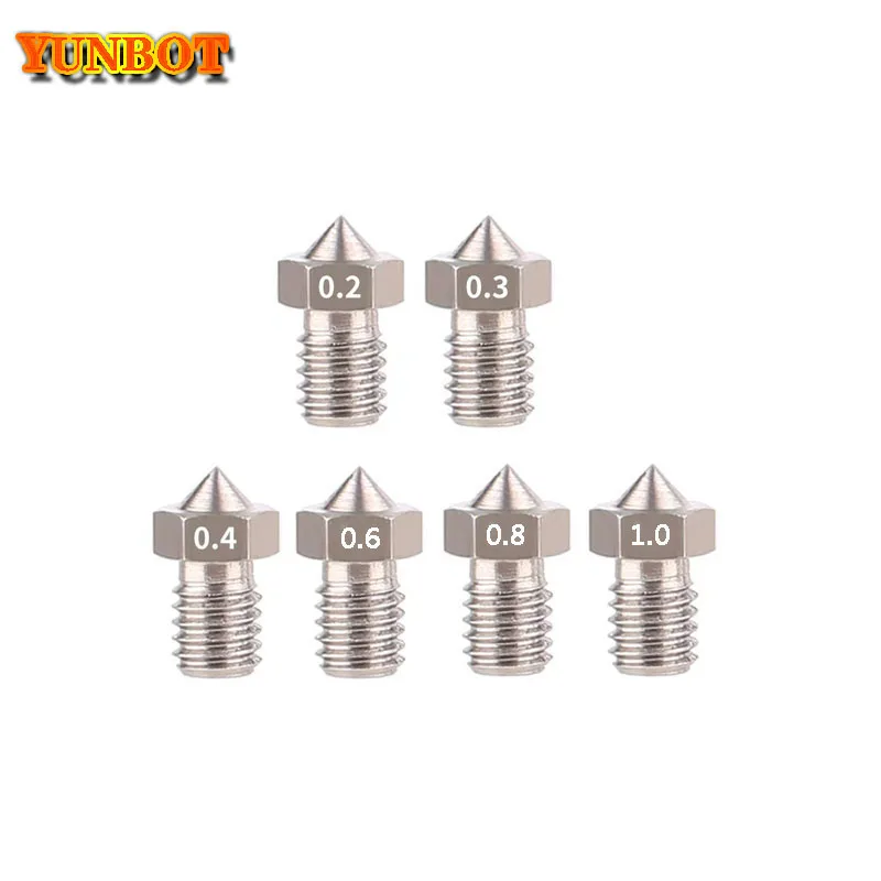 5pcs/lot 3D Printer parts E3D V5 V6 Stainless steel Nozzle M6 Screw thearded 0.2/0.3/0.4/0.6/0.8/1.0mm for 1.75mm Filament