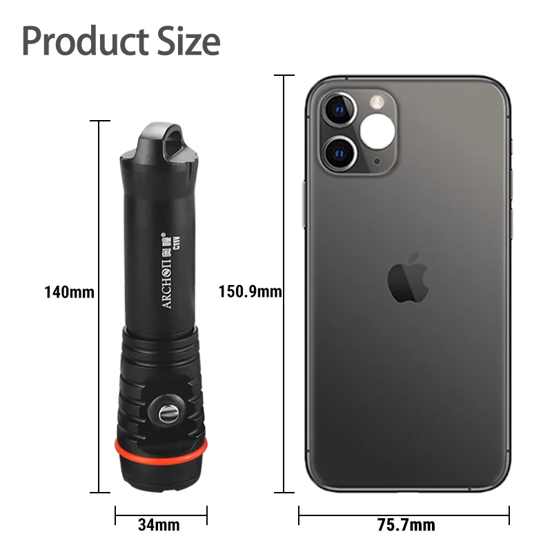 C11V 12000lm diving light Beam tube macro photography diving flashlight USB charging dive troch Underwater 100m diving fill lamp
