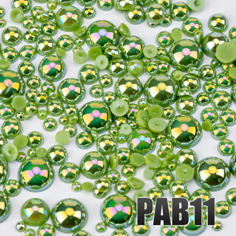 VDD 200g Großhandel Gemischte Größen 3-10mm Farbe AB Macaroon ABS Imitationsperlen Halbrunde Flachrückseitige Perlen DIY Nagelkunst Dekoration Handwerk – Detail 13