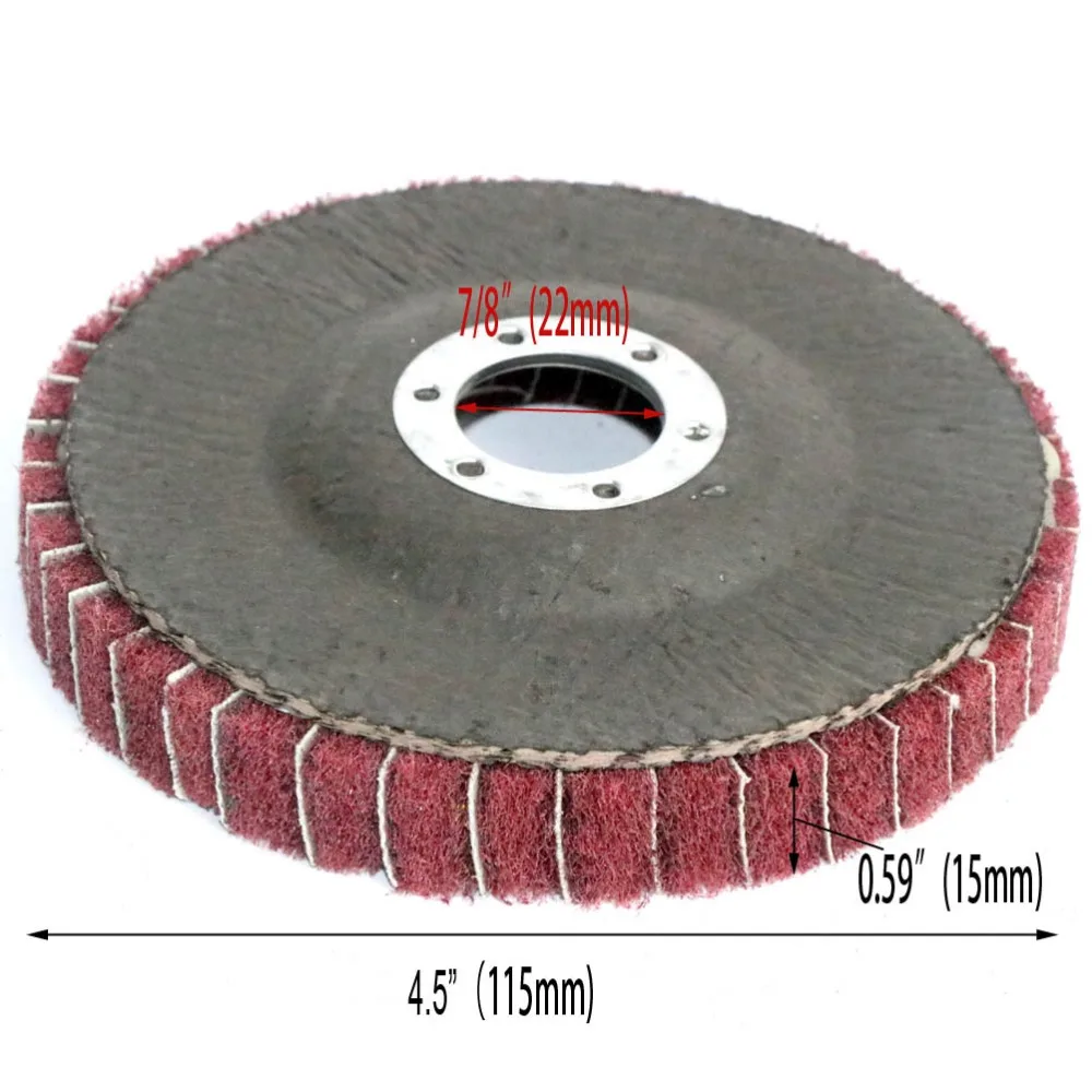 4"/4,5"/125" Nylonfaserklappe Polierscheibe Körnung 180 für Winkelschleifer zum Polieren von Holz und Metall – Detail 2