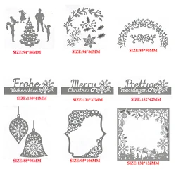 2021 New Metal Christmas Phrase Cutting Dies For Card Making Scrapbooking Paper Winter Bell Letter Wreath Stencils