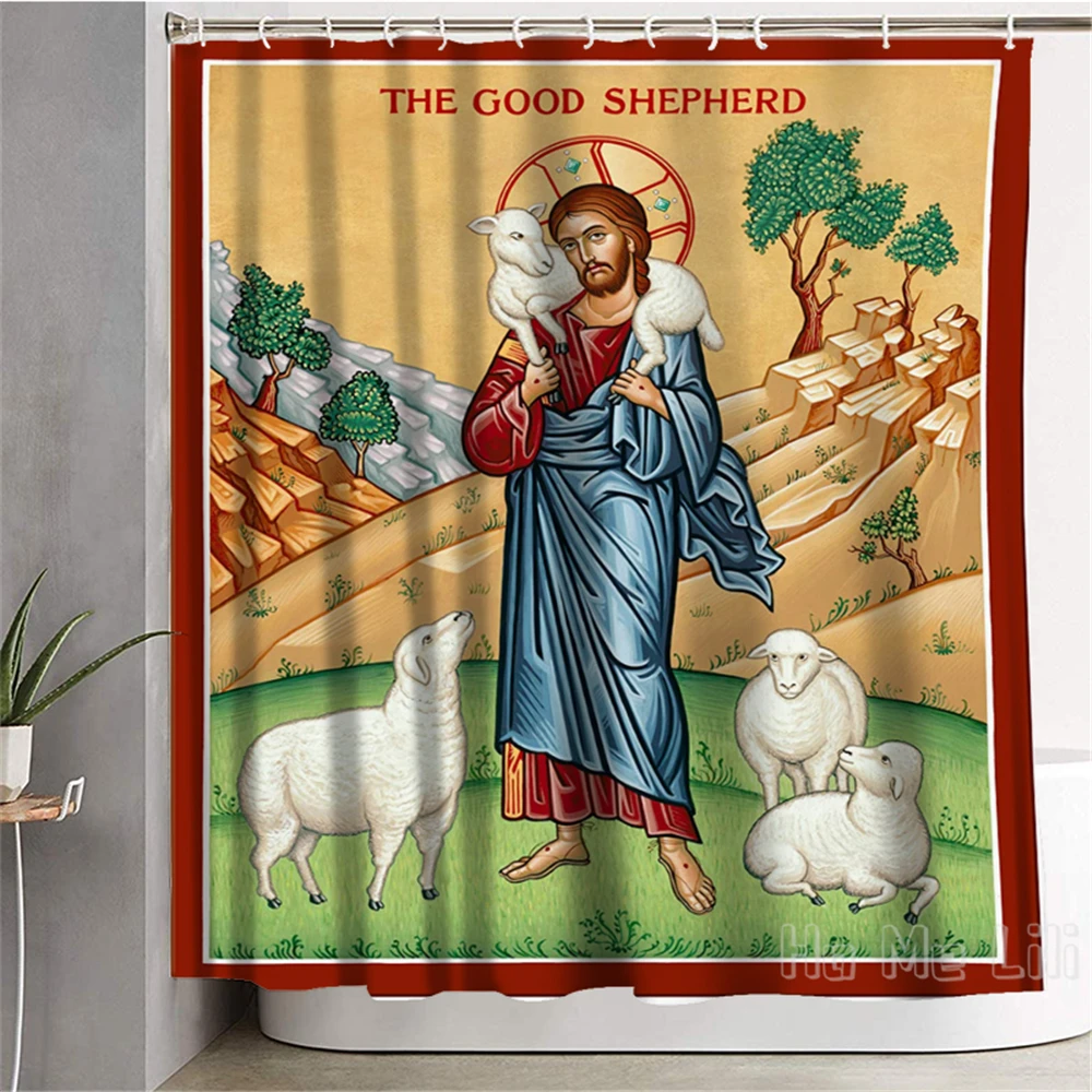 Good Shepherd Decoration Waterproof Fabric Shower Curtain Bathroom Accessories