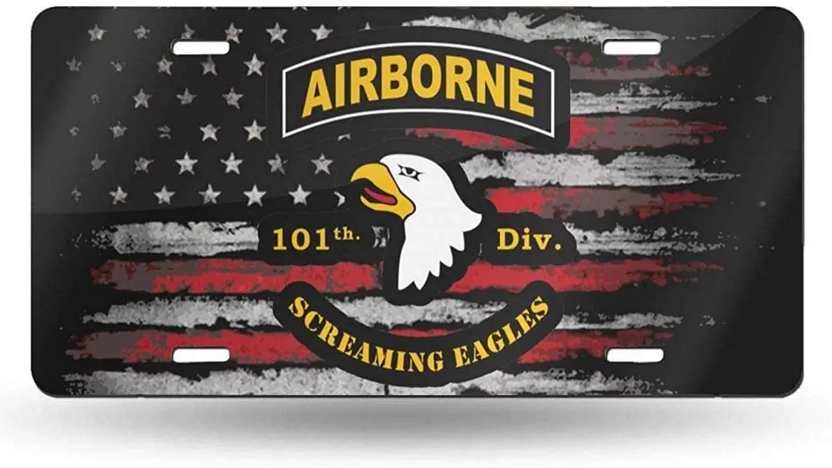 yunsu 101st Airborne Division License Plate,car Decor Personalise Tag,Novelty Car Front License Plate Metal Aluminum Car Plate