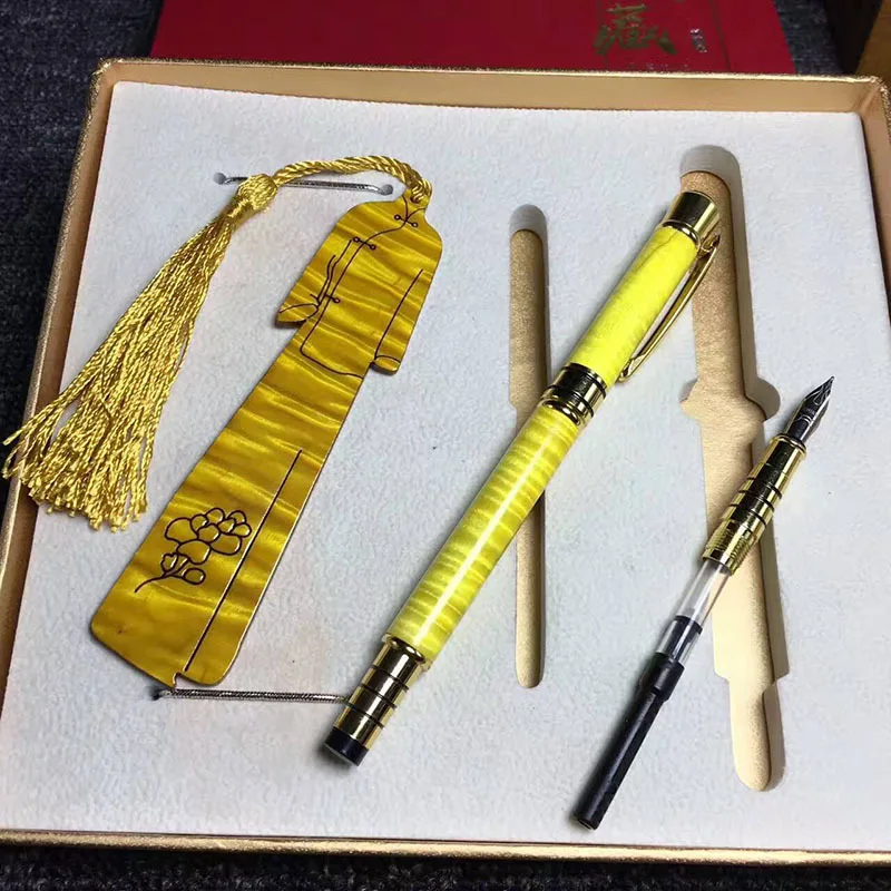 Vàng Lụa Nanmu Bút Bút Đánh Dấu Trang Kép Trung Quốc Gỗ Gụ Văn Phòng Phẩm Vật Dụng Thủ Công Quà Tặng Với Tay Tặng Bán Buôn.