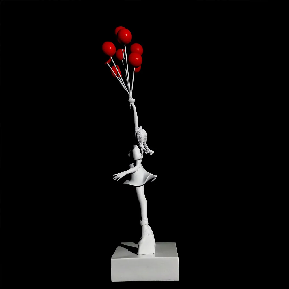 Imagem -02 - Garota Moderna de Balões Voadores Estátuas Banksy Balão Garota Arte Escultura Artesanato em Resina Decoração do Lar Balão Vermelho 56cm