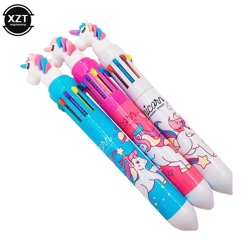 1pcs Unicorn 10 Color Ballpoint Pen Gel Pens Cute Stationery Kawaii Gel Pen Novelty Student Cute Pens Kawaii School Supplies