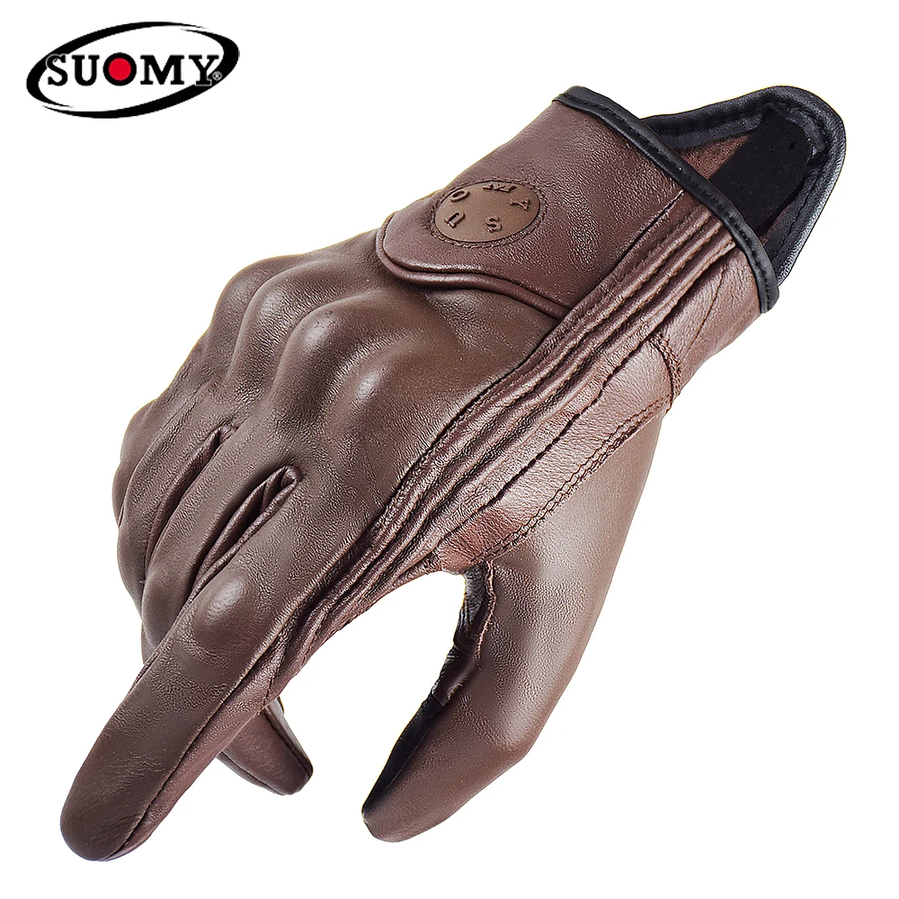 Suomy Women Pink Motorcycle Gloves Touch Screen Leather Electric Bike Glove Cycling Full Finger Motocross Luvas Da Motocicleta