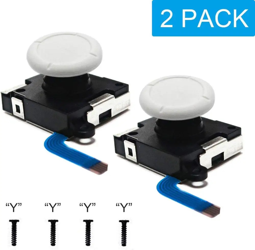 Original 3D Analog Joystick JoyCons Replacement Left/Right Repair Kit Thumb Sticks Sensor with 2 “Y” Screws for Nintend Switch
