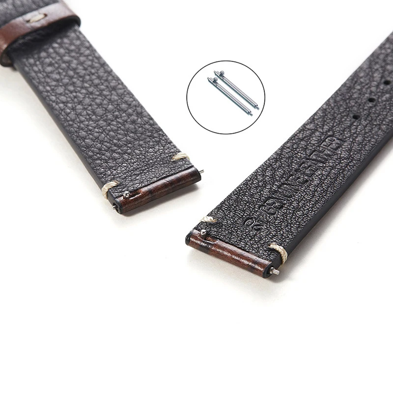 Cowhide watch strap 18mm 20mm 22mm watch band watchbands Color wood grain vintage strap Switch quick release pin UTHAI G31