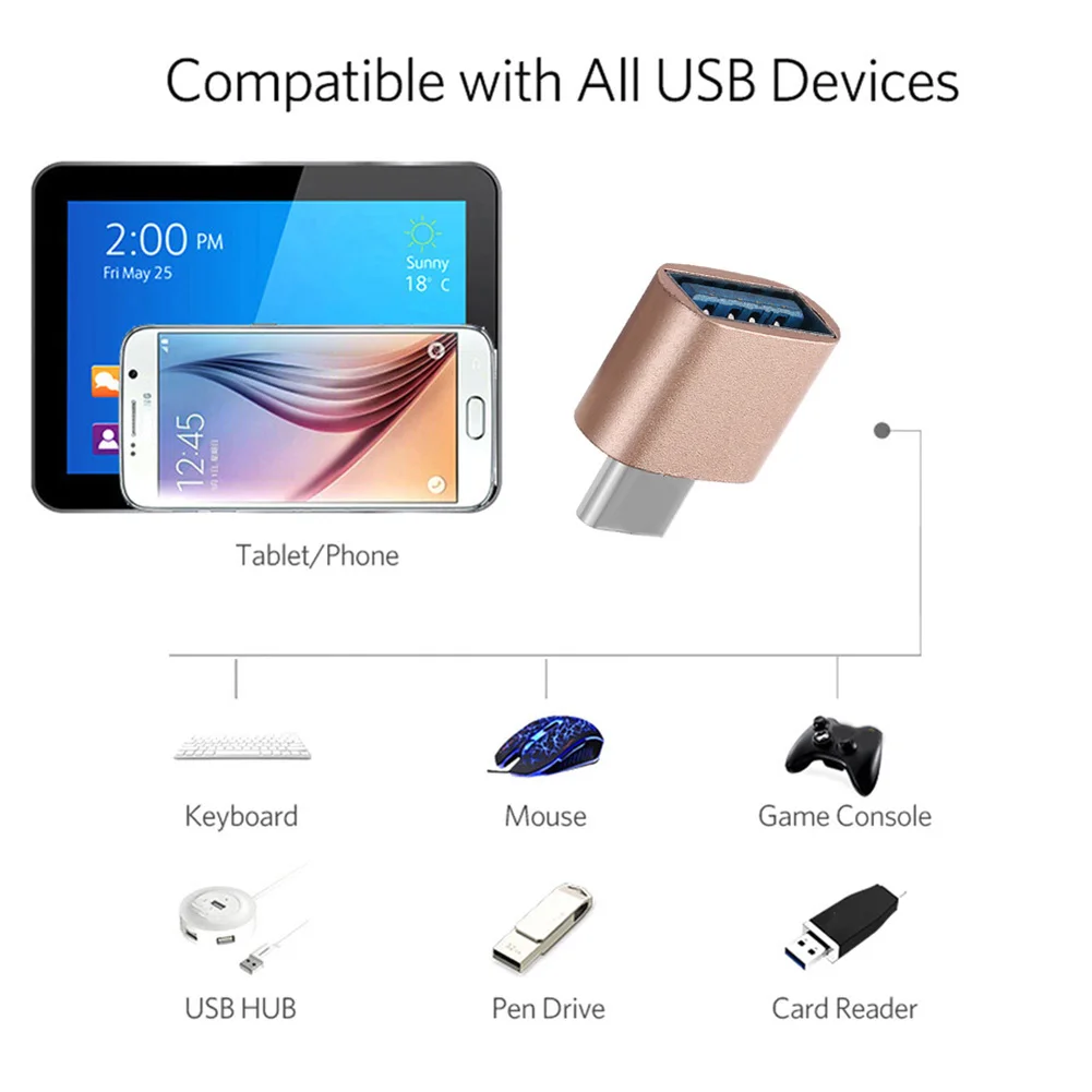 Portable USB Type-c Male To Female Adapter Mobile Phone Charging Cable Adapter For Android Smartphones Mobile Phone Accessories