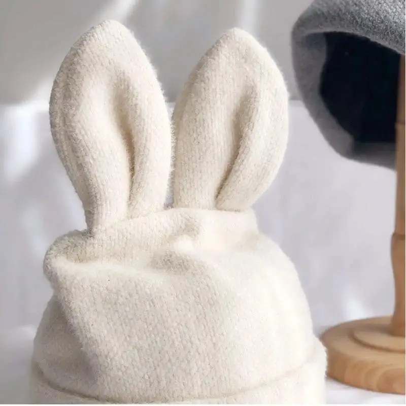 New Fashion Women Winter Kniited Wool hat winter warm Hat Cute Bunny Ears Personalized beanies hats lady Mink caps Accessories