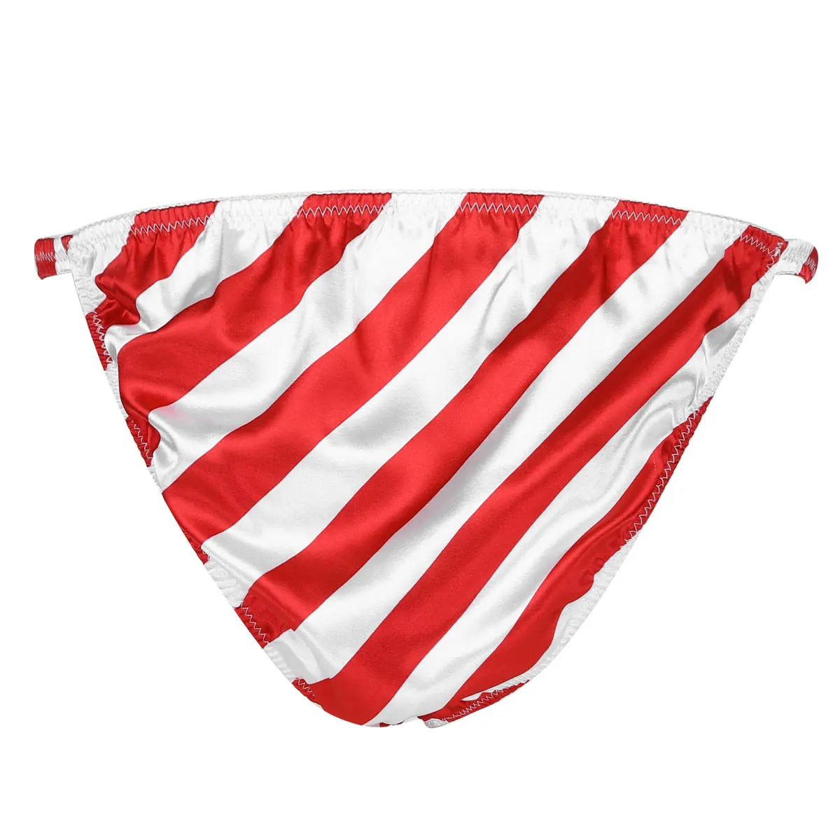 Adult Mens Striped Candy Cane Low Rise Breifs Christmas Underwear Sissy Panties Lingerie for Xmas Holiday Party Festivals