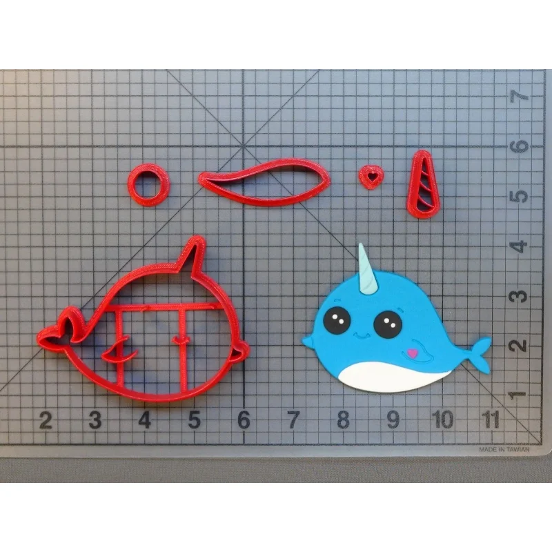 Ocean Animals 3D Printed PLA Cake Tools Narwhal and Dolphin Cookie Cutters