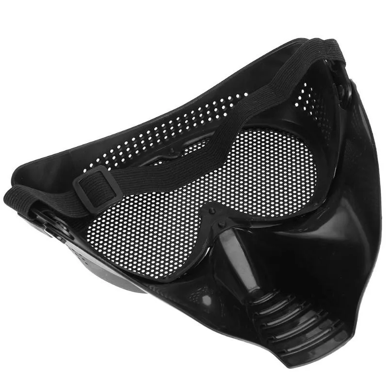 Máscara de media cara táctica de malla de acero, accesorios militares para exteriores, juego de guerra, caza, tiro, Airsoft, Paintball