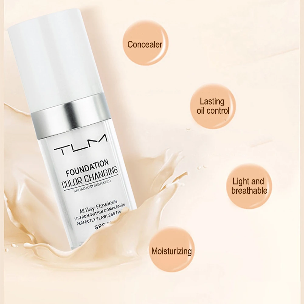 30ML TLM Color Changing Liquid Foundation Oil-control Face Cover Concealer Long Lasting Makeup Skin Tone Foundation Dropshipping