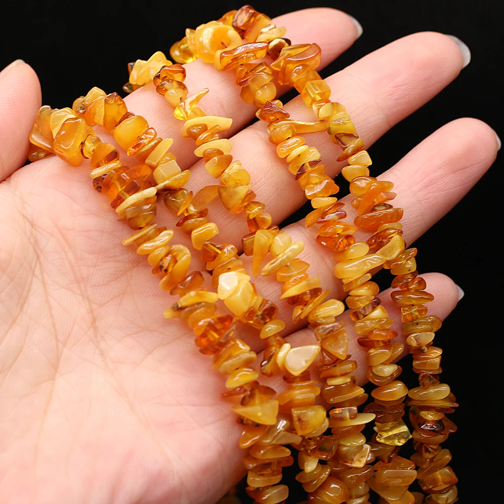 Wholesale Amber Beads Natural Gem Stone Crystal Gravel Chips Loose Beads for Jewelry Making DIY Bracelet Necklace Gift 40cm