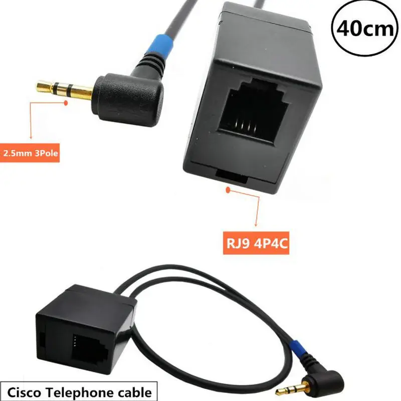 2.5mm TRS Male to RJ9 4P4C Female Plug Headset Jack Telephone o Adapter Training Machine Cable