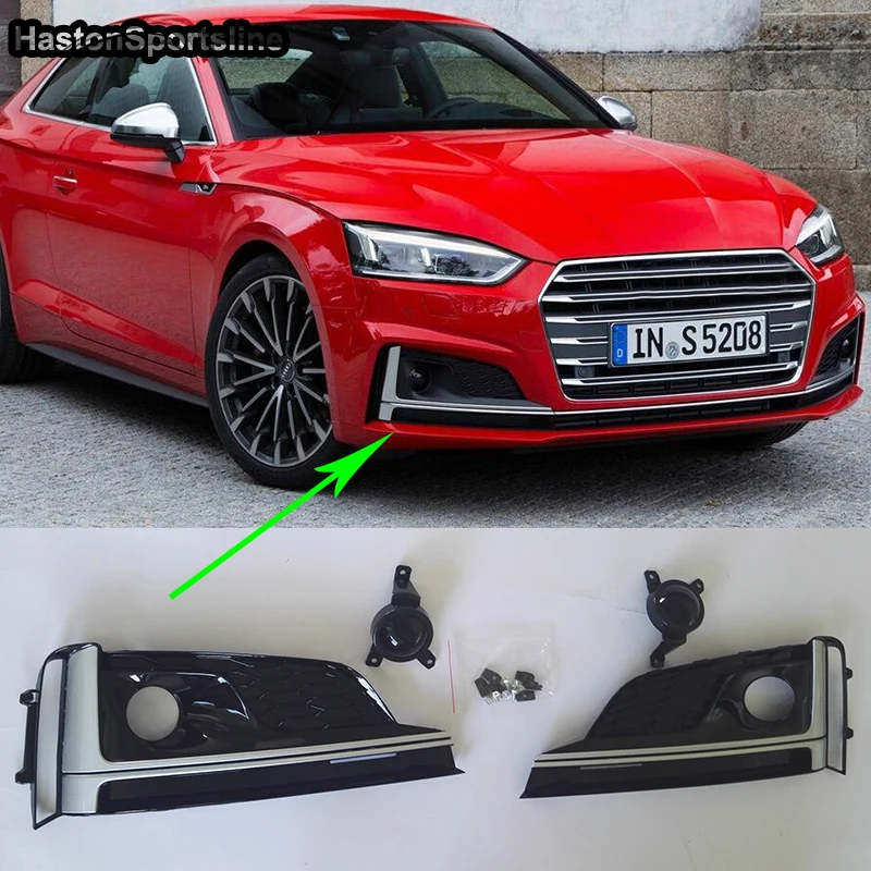 

For Audi S5 Sline Front Fog Light Fog Lamp Cover Grille Grill Car Styling 2017 2018 2019 S5 S Line