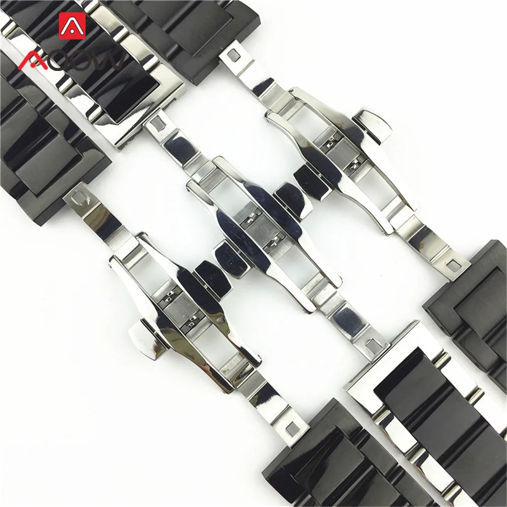 Polished Stainless Steel Metal Watchband 16 18 20mm 22mm 24mm 26mm Butterfly Buckle Quick Release Solid Strap Band Bracelet