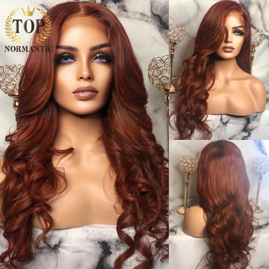 Topnormantic-Peruca Remy Brasileira de Cabelo Humano para Mulheres, Onda Corporal, Perucas Lace Front com Cabelo de Bebê, Cor Marrom, 13x4