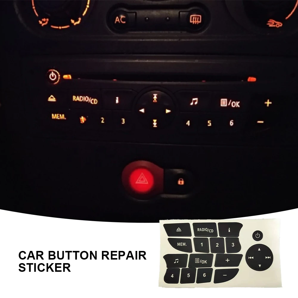 Car Button Repair Stickers CD Radio Audio Button Repair Decals Stickers Decorations Automobiles Accessories New 2021 For Renault