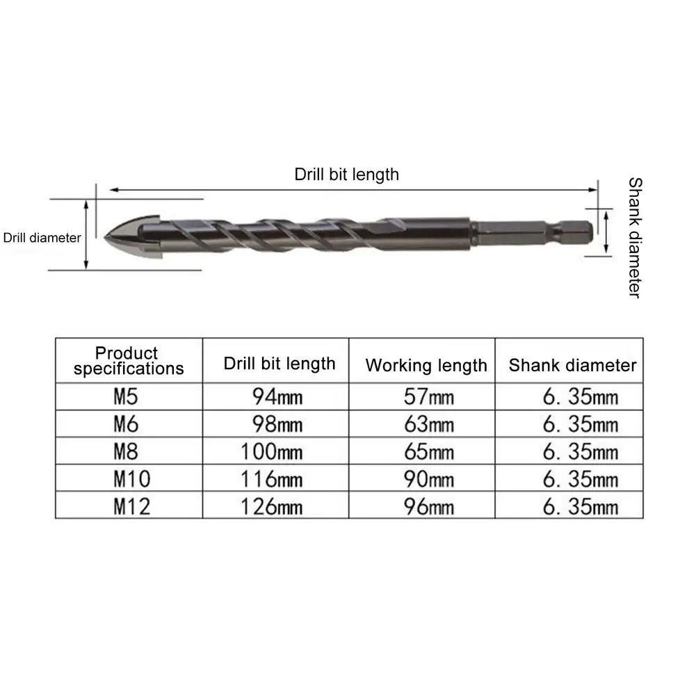 Mũi Khoan Bê Tông Bộ Gạch Cacbua Đầu Bộ Gỗ Gốm Carbide Lỗ Mở Bit Kính Cường Lực Đa Năng Gốm Bit mũi Khoan