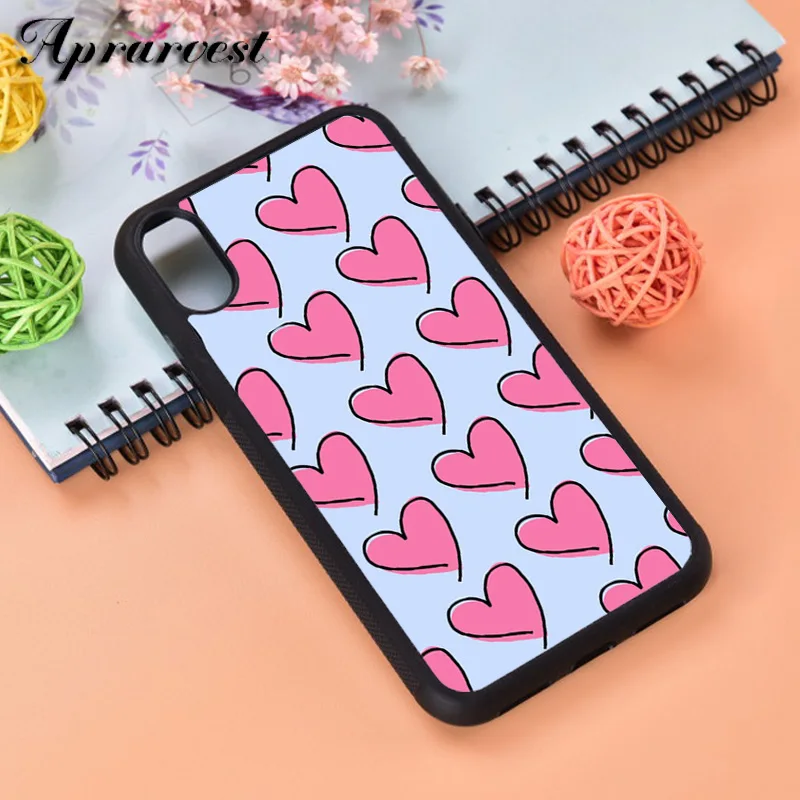 Aprarvest Love Heart Silicone Rubber Phone Case Cover For iPhone 6 6S 7 8 PLUS X XS XR 11 12 MINI PRO MAX