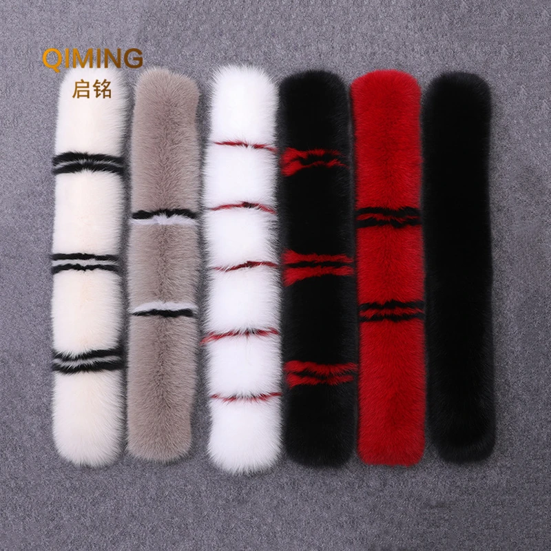 Winter Women Real Fox Fur Collar Scarf Coat Fur Collar Luxury Fox Fur Scarves Genuine Warm Neck Warmers Shawl Scarfs for Ladies